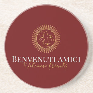 Willkommen Freunde Englisch / Italienisch Custom Getränkeuntersetzer
