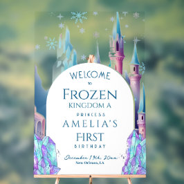 Willkommen Frozen Kingdom 1. Geburtstag Cartoon-Sc Acrylschild