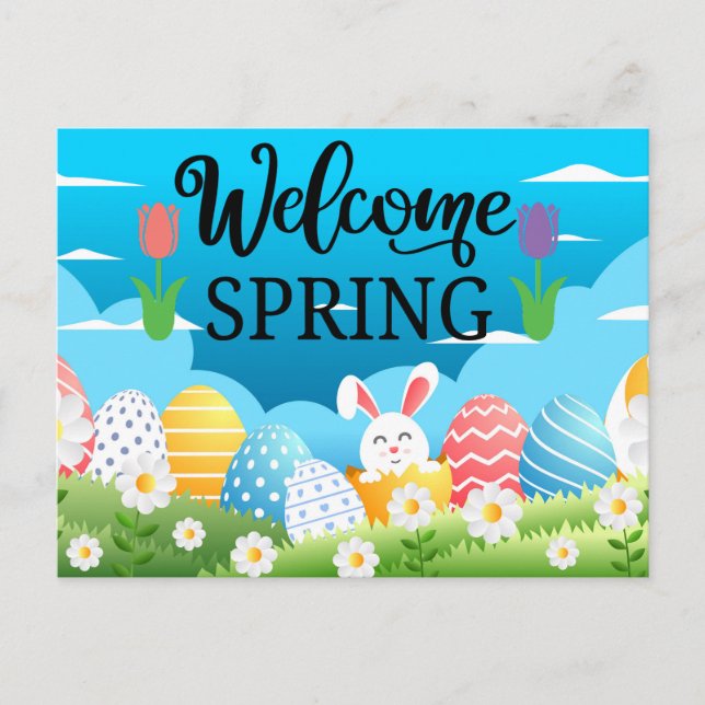 Willkommen Frühling  Postkarte (Vorderseite)