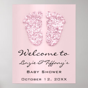 Willkommen Füße Baby Shower Neue Mädchen Rosa Baby Poster