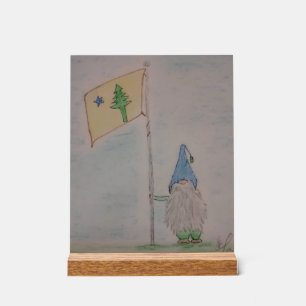 Willkommen Gnome mit der alten Maine-Flagge Acrylschild