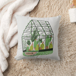 Willkommen Green House Botanische Kaktus Pflanzen  Kissen