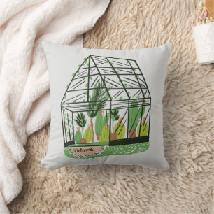 Willkommen Green House Botanische Kaktus Pflanzen  Kissen