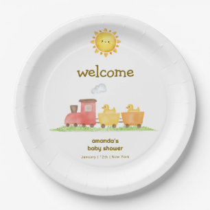 Willkommen Gummiente Choo Choo Zug Baby Shower Pappteller