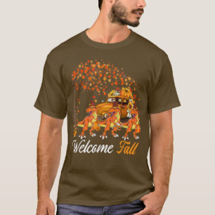 Willkommen Herbst Drei TRe Dinosaurier Pumpkins Li T-Shirt