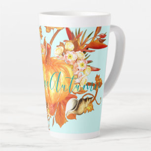 Willkommen Herbst Tropischer Fall Pumpkin Seashell Milchtasse
