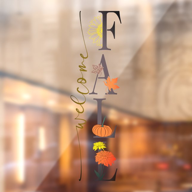 Willkommen Herbstsaison Blätter Pumpkin Blume Busi Fensteraufkleber (Blatt 2)