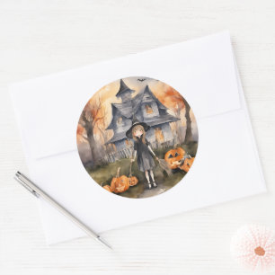 Willkommen Hexen-KI-generierter Halloween-Aufklebe Runder Aufkleber