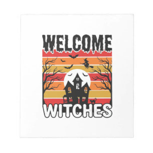 Willkommen Hexen Vintage Halloween Gravur Design Notizblock