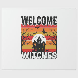 Willkommen Hexen Vintage-Halloween-Gravurdesign Geschenkpapier