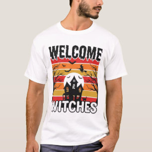 Willkommen Hexen Vintage-Halloween-Gravurdesign T-Shirt