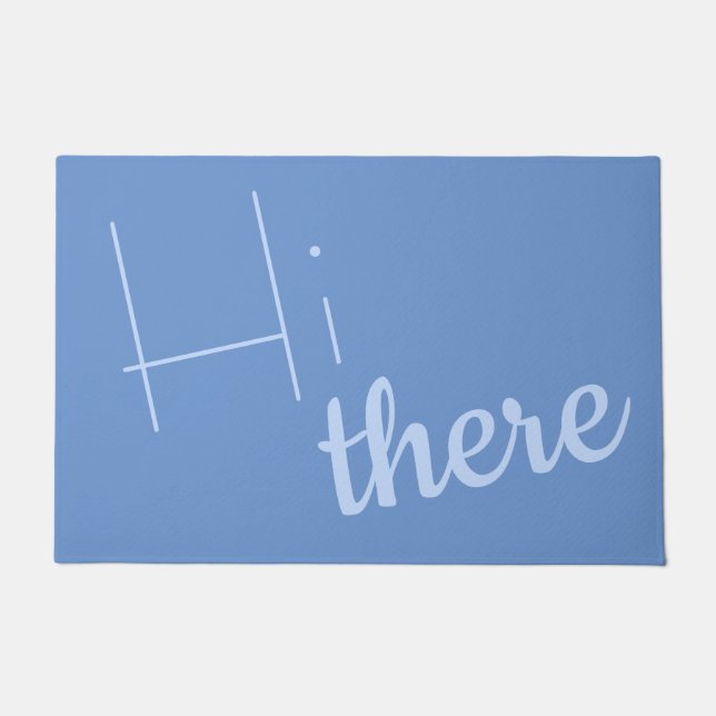 Willkommen Hi da Minimalistisch Blue Fußmatte (Vorderseite)