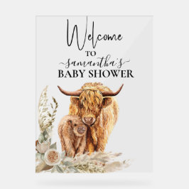 Willkommen Highland Cow Calf Baby Dusche Boho Acrylschild