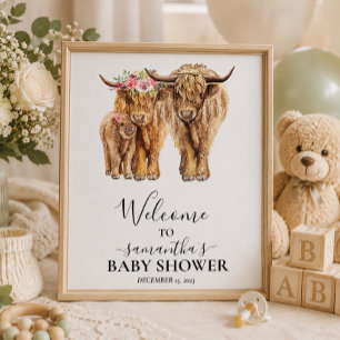 Willkommen Highland Cow Couples Baby Dusche Poster