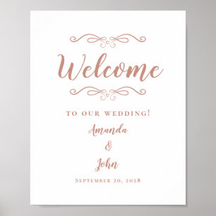 Willkommen Hochzeit Elegant Chic Kalligrafie Rosen Poster