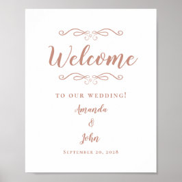 Willkommen Hochzeit Elegante Chic Calligrafy Rose Poster