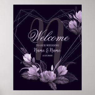 Willkommen Hochzeitsgesellschaft Lila Blumen Viole Poster