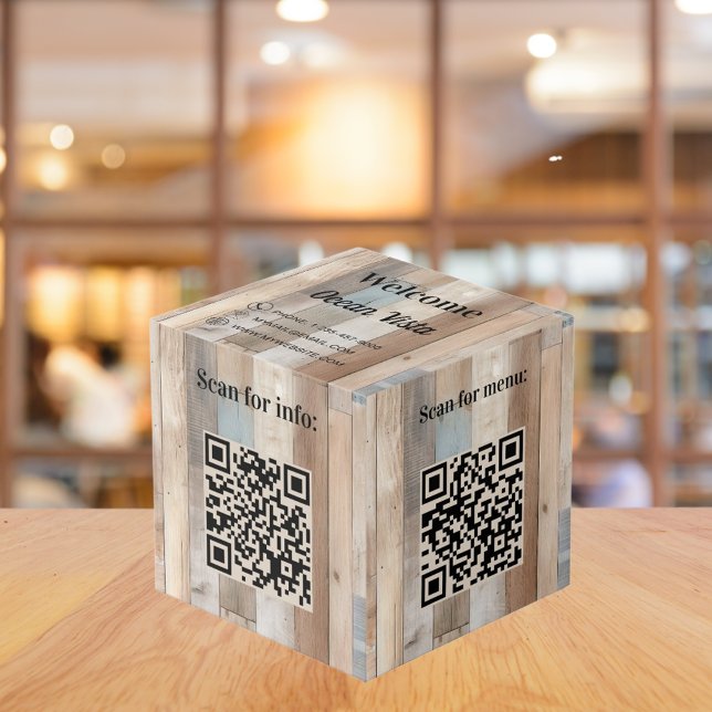 Willkommen Holz QR Codes Info Hotel Restaurant Tab Würfel (Von Creator hochgeladen)