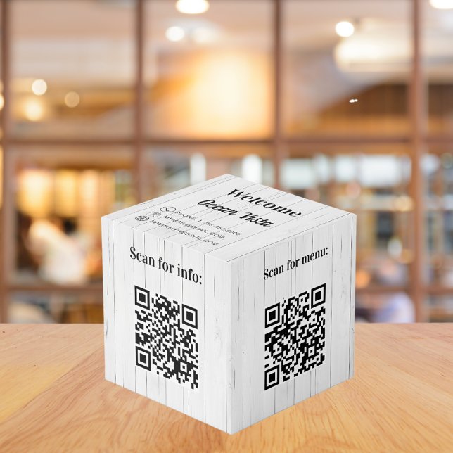 Willkommen Holz QR Codes Info Hotel Restaurant Tab Würfel (Von Creator hochgeladen)