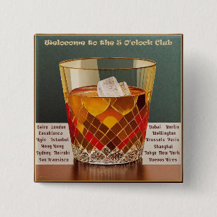 Willkommen im 5 Uhr Club Mid Century Design Button