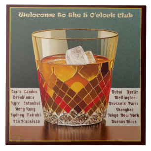 Willkommen im 5 Uhr Club Mid Century Design Fliese