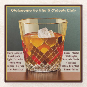 Willkommen im 5 Uhr Club Mid Century Design Glasuntersetzer