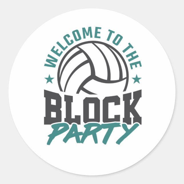 Willkommen im Block Party Volleyball Mittelblock Runder Aufkleber (Vorderseite)