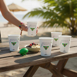Willkommen im Brazil Martini Glas Brasilienflagge Pappbecher