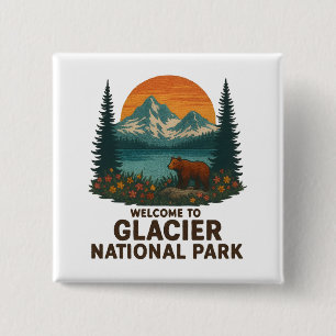 Willkommen im Embroidery Glacier National USA Park Button