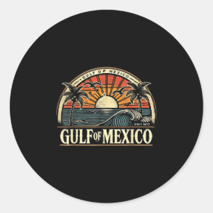 Willkommen im Golf von Mexiko Retro Beach Surf Runder Aufkleber