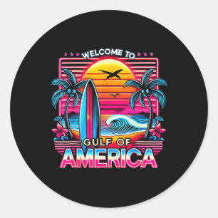 Willkommen im Golf von uns Amerika Vintage-Strand Runder Aufkleber