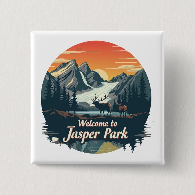 Willkommen im Jasper National Canadian Park Button (Vorderseite)