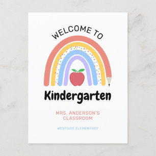 Willkommen im Kindergarten Pastel Colored Rainbow Postkarte