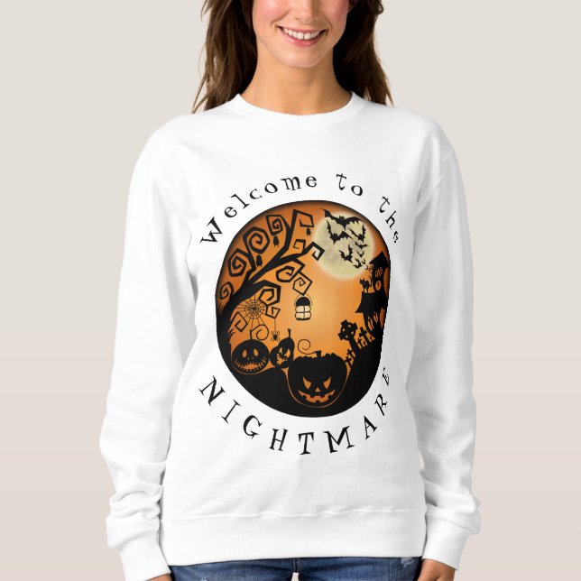 Willkommen im Nightmare Halloween Pumpkin Design Sweatshirt (Vorderseite)