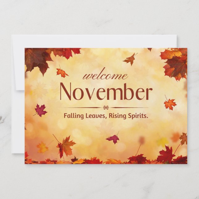 Willkommen im November Herbst Feiertagskarte (Vorderseite)