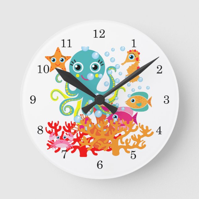 Willkommen im Ozean Runde Wanduhr (Vorderseite)