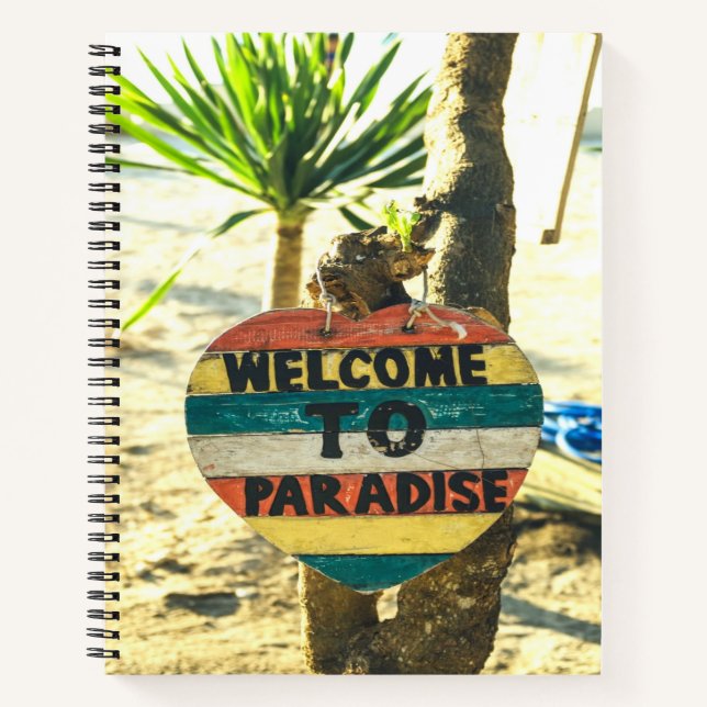 Willkommen im Paradies Beach Ocean Notizbuch (Vorderseite)