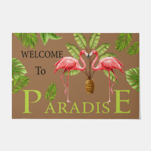 Willkommen im Paradies Flamingo Doormat, Niedlich  Fußmatte