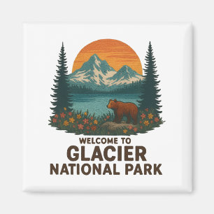 Willkommen im Stickerei Glacier National USA Park Magnet