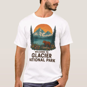 Willkommen im Stickerei-Glacier-Nationalpark USA T-Shirt