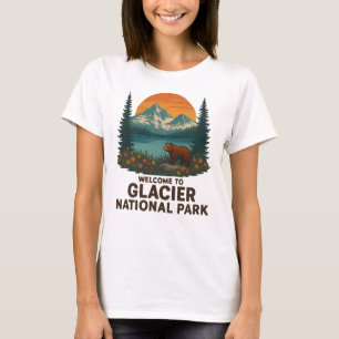 Willkommen im Stickerei-Glacier-Nationalpark USA T-Shirt
