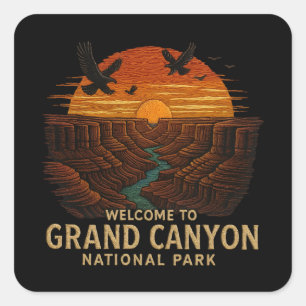 Willkommen im Stickerei Grand Canyon National USA Quadratischer Aufkleber