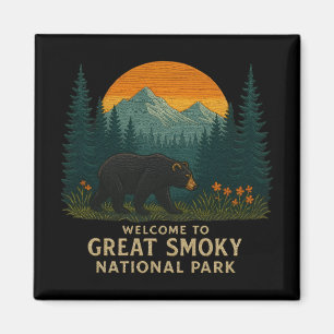 Willkommen im Stickerei Great Smoky Mountains Park Magnet