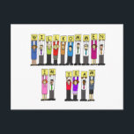 Willkommen im Team in Deutsch Postkarte<br><div class="desc">Drei Reihen von niedlichen Cartoon, die lemonfarbene Karten mit Buchstaben auf ihnen halten. Die Briefe zeigen 'Willkommen im Team' auf Deutsch.</div>