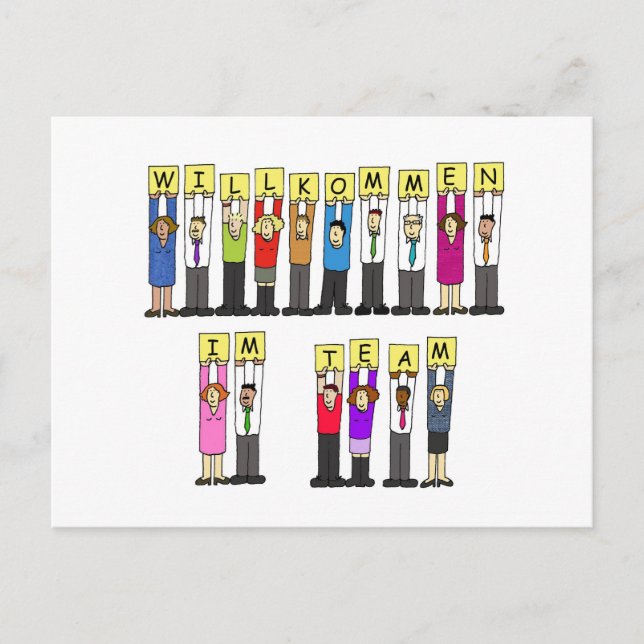 Willkommen im Team in Deutsch Postkarte (Vorderseite)