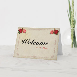 Willkommen im Team Vintage Floral Postkarte