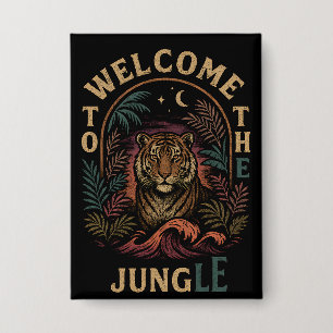 Willkommen im Vintage-Tiger-Dschungel Retro Button