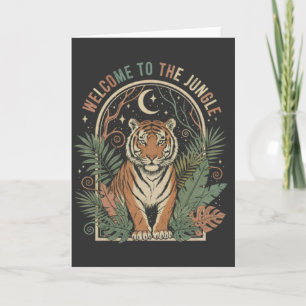 Willkommen im Vintage-Tiger-Retro-Boho-Dschungel Karte