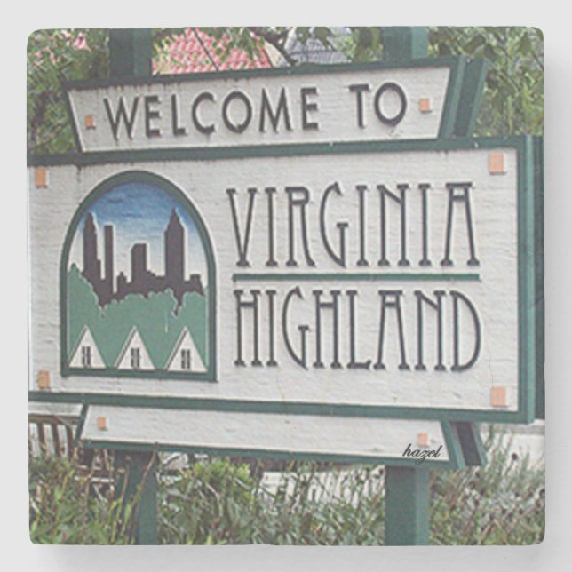 Willkommen im Virginia Highland Marble Stone Unter Steinuntersetzer (Vorderseite)