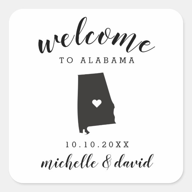 Willkommen in Alabama | Brauchtum für Hochzeiten Quadratischer Aufkleber (Vorderseite)